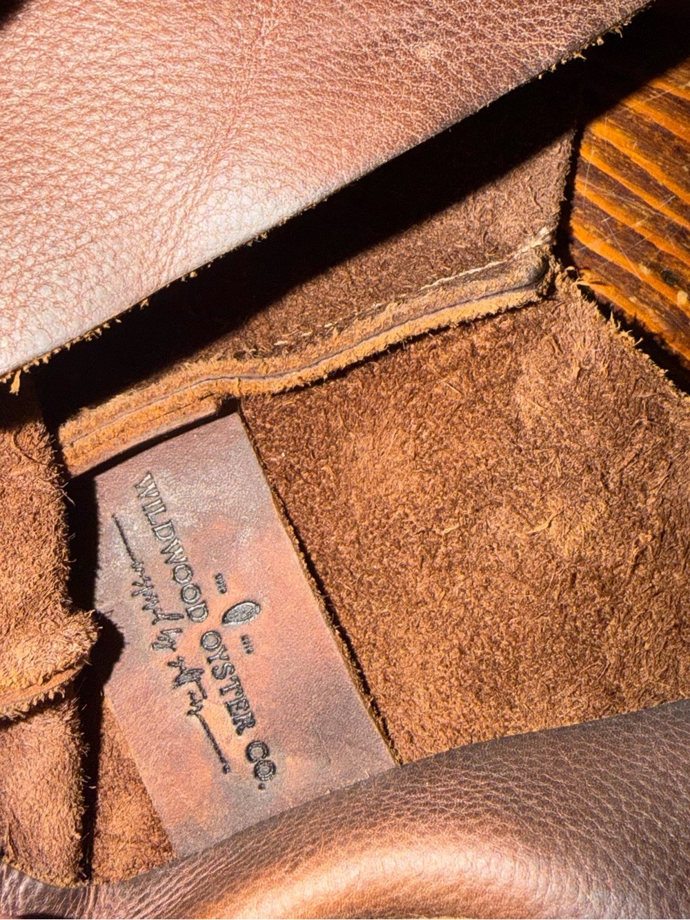 WILDWOOD OYSTER CO Brown Leather and Suede Shoulder Bag Seaside Teal Dock Rope - Picture 8 of 11